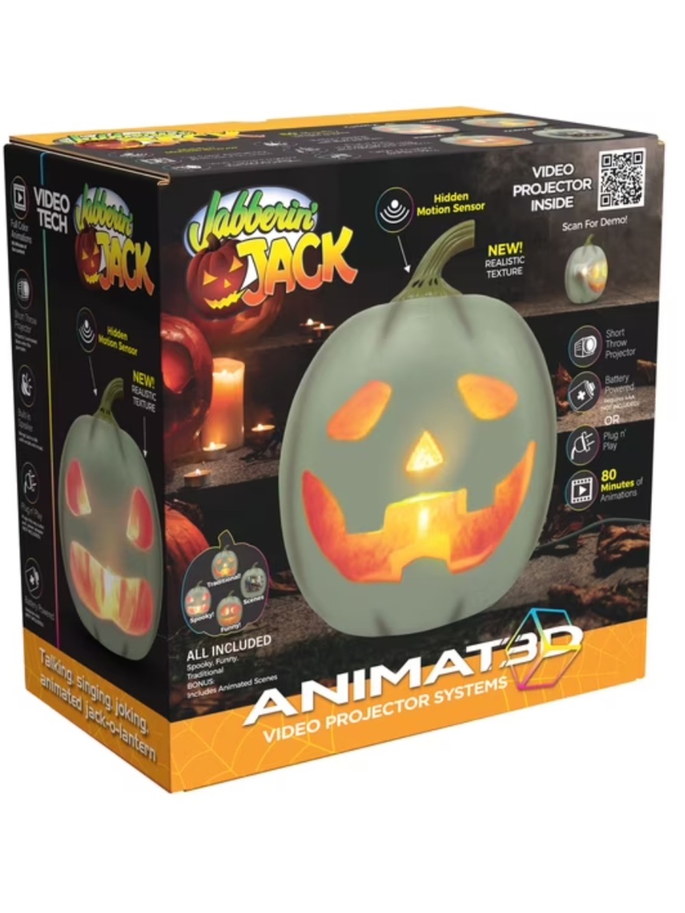 Animat3D Video Projector Pumpkin Costume Accessory - Cream/Orange